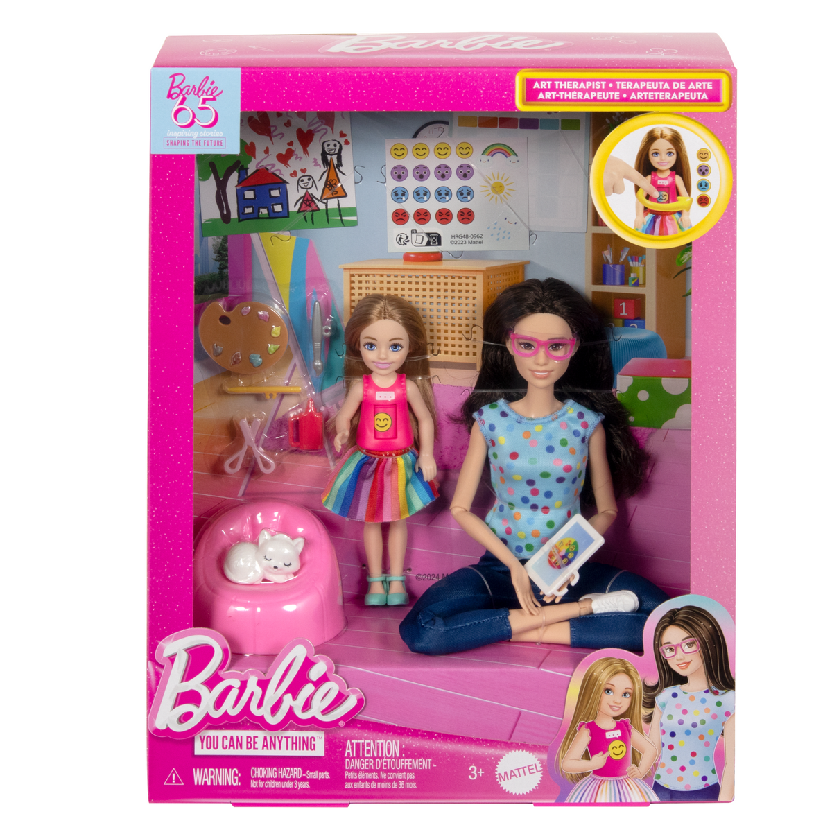 Barbie Coffret de Jeu Art-Thérapie, 2Poupées, Animal, Accessoires