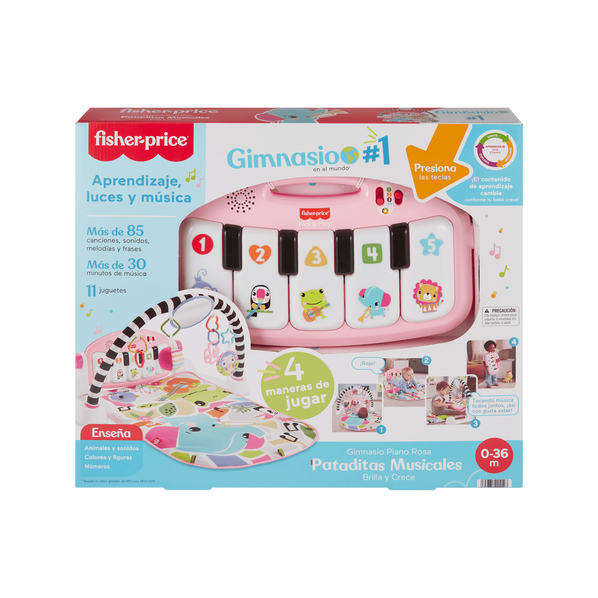 Fisher-Price Baby Gimnasio para Bebés Piano Pataditas Musicales Brilla y Crece Rosa