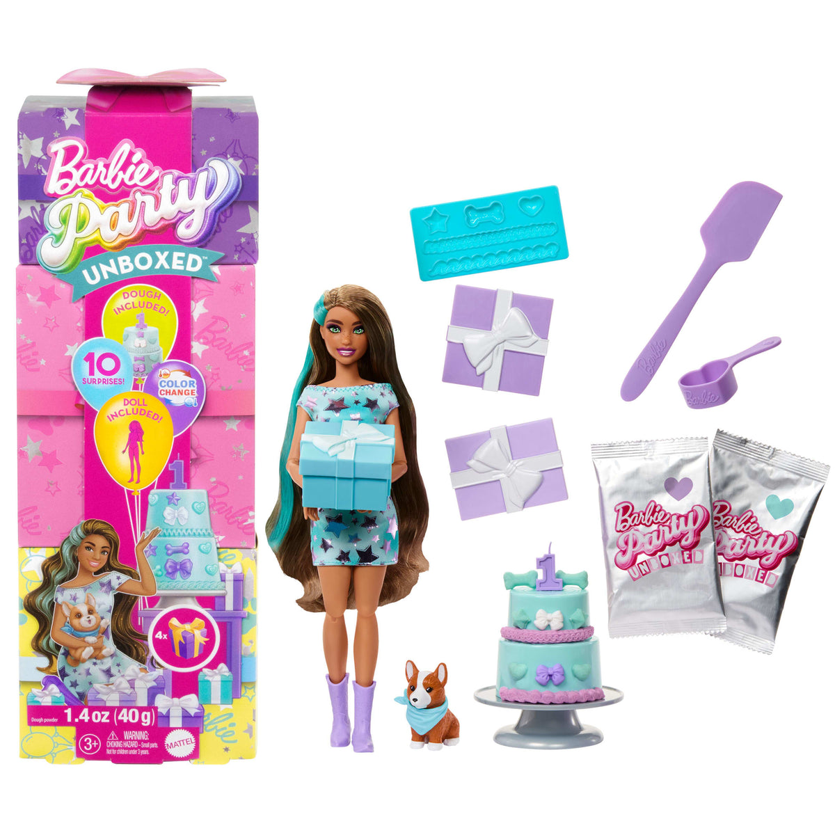 Barbie Muñeca Fiesta de Mascotas Vestido Rosa