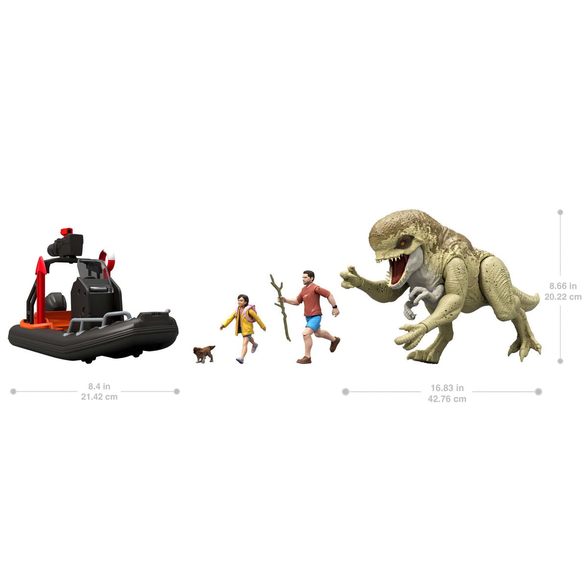 Jurassic World Rebirth Storypack With Raft, Distortus Rex, Adult, Child & Aquilops, Island Escape