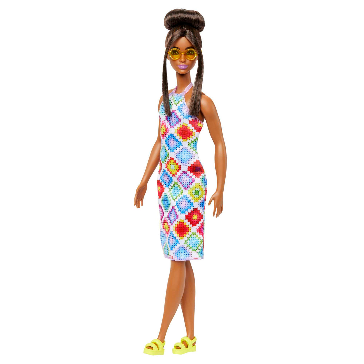 Barbie Fashionistas Doll #210 With Bun And Crochet Halter Dress