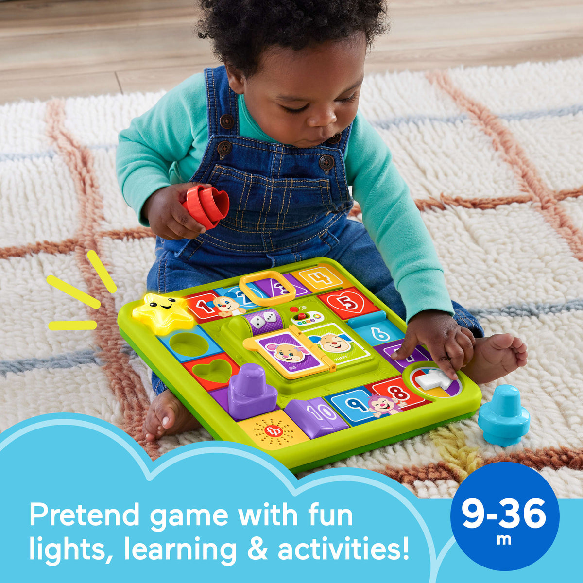 Fisher-Price Pretend Board Game Baby Toy With Music, Laugh & Learn Puppy's Game Activity Board, Multi-Language Version