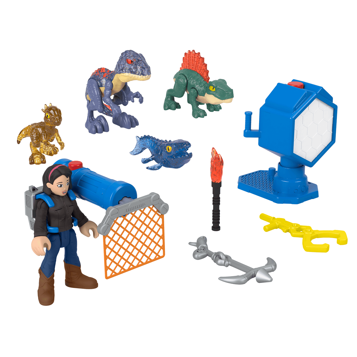 Imaginext Jurassic World EVo-Scanner Multi-Pack Light-Up Dinosaur Playset, 10 Toys