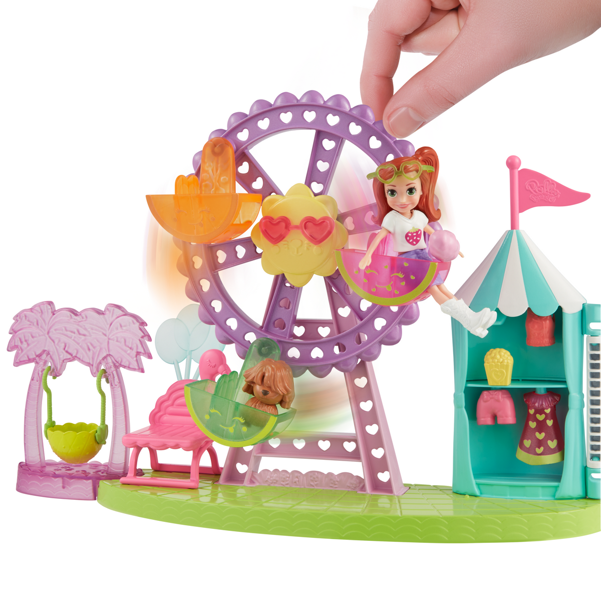 Polly Pocket Tropical Treats Carnival Playset With 3-Inch Lila Doll, 1 Pet, 10 Accessories & Ferris Wheel