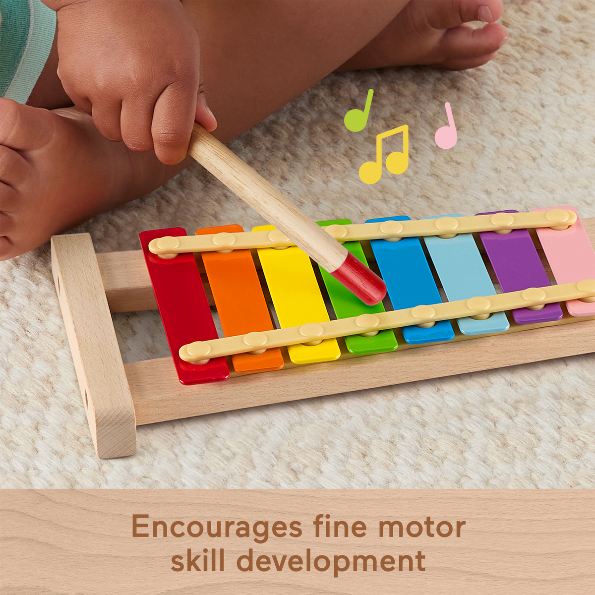Fisher-Price Wooden Xylophone, Musical instrument Toy For Toddlers, 2 Wood Pieces