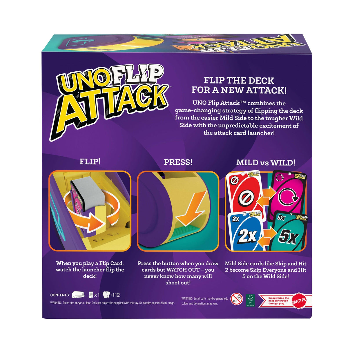 UNO Flip Attack Card Game For Family Nights, Game Nights, Travel, Camping & Parties