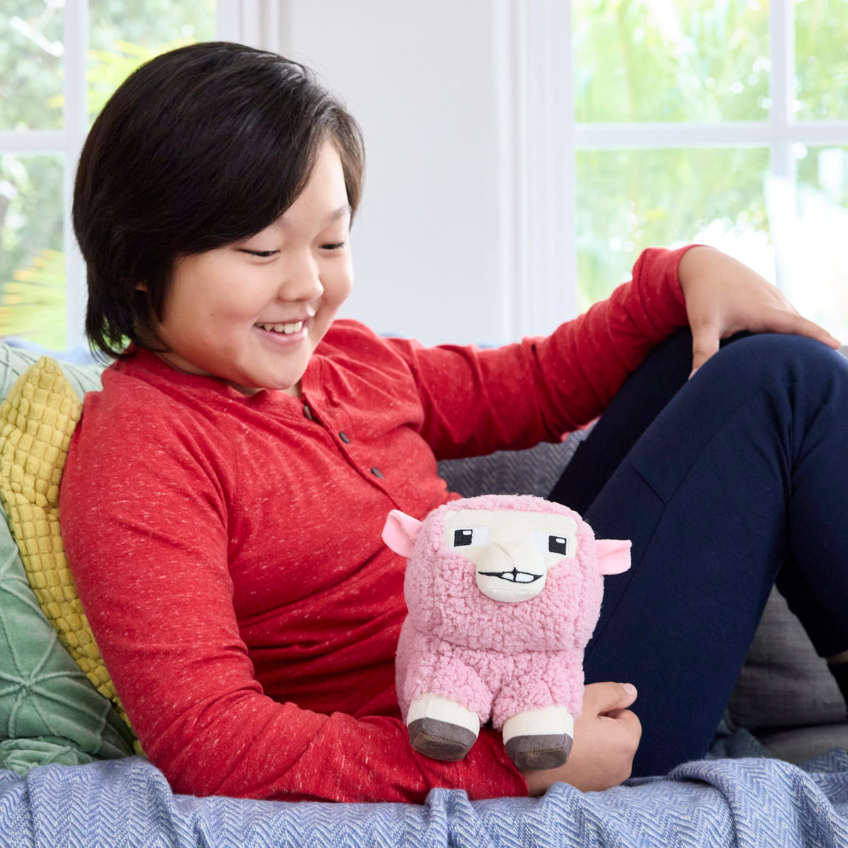 Minecraft Pink Sheep Plush Toy, 8-Inch Collectible Soft Doll Inspired By A Minecraft Movie